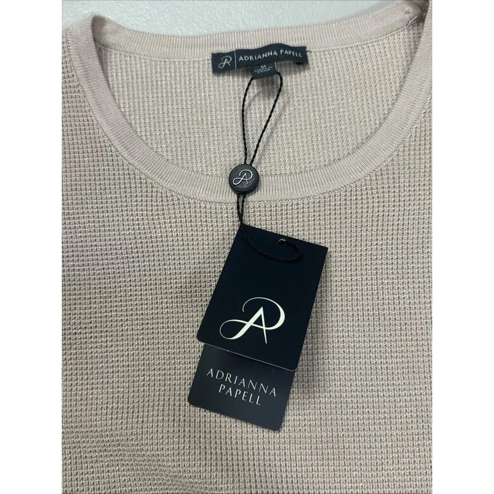 Adrianna Papell Women's Medium Crew Neck Sweater 3/4 Mesh Champagne Blush - Picture 11 of 16